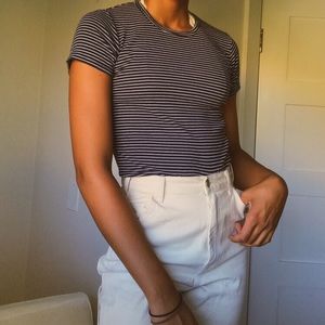 Navy blue and white striped brandy tee